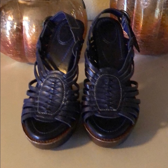 Frye Joy Huarache Deep Purple Heels Sandals Sz.7.5 - Picture 3 of 6